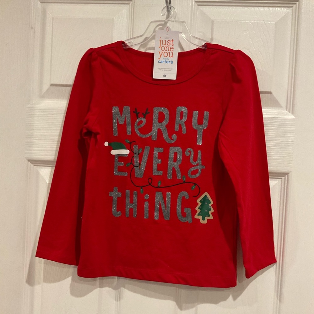 Carter’s Just One You “Merry Every Thing” Christmas/Holiday Shirt 4T NWT